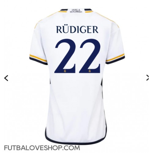 Dres Real Madrid Antonio Rudiger #22 Domáci pre Ženy 2023-24 Krátky Rukáv